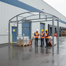 Premium Walkway Canopy Shelter with Curved Roof, Galvanized Steel Frame, and Flexible Length Options for Outdoor Waiting Areas