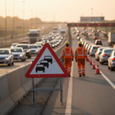Premium Quick Fit Queues Likely Sign - 750mm Diameter for Temporary Traffic Management