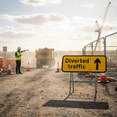 Premium Diverted Traffic Sign with Upward Arrow - 1050mm x 450mm for Clear Directional Guidance