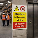 Fire Safety Sign – Caution in the Event of Fire – Indoor Use