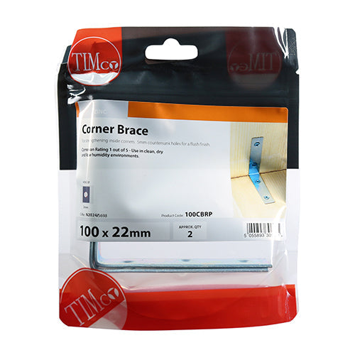 Corner Braces - Zinc - 100 x 100 x 22