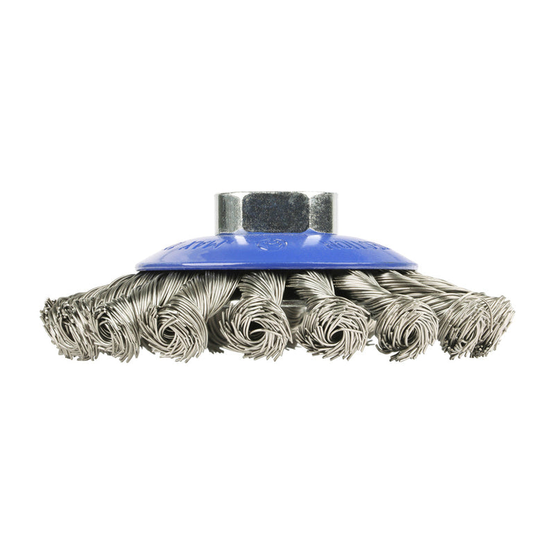Angle Grinder Bevel Brush - Twisted Knot Stainless Steel - 100mm