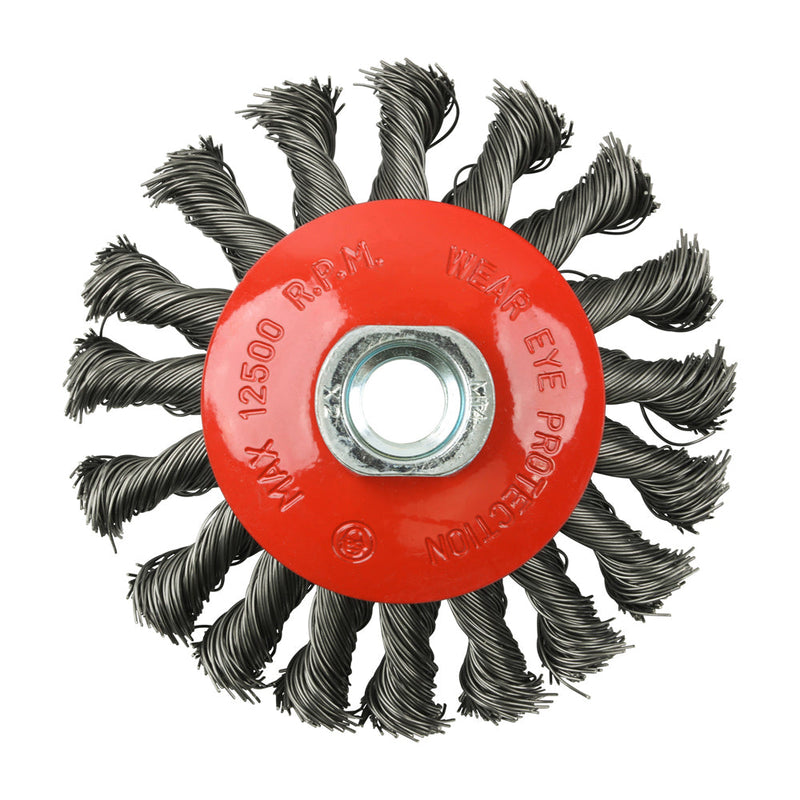 Angle Grinder Bevel Brush - Twisted Knot Steel Wire - 100mm