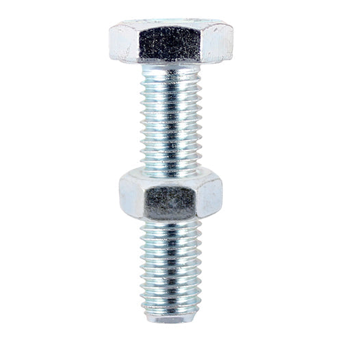 Set Screws & Hex Nuts - Grade 8.8 - Zinc - M10 x 100