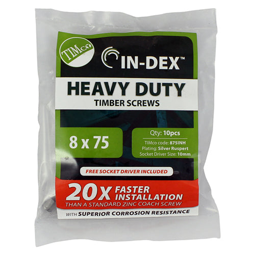 Heavy Duty Timber Screws - Hex - Exterior - Silver - 10.0 x 200