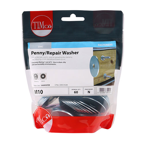 Penny / Repair Washers - Zinc - M10 x 40