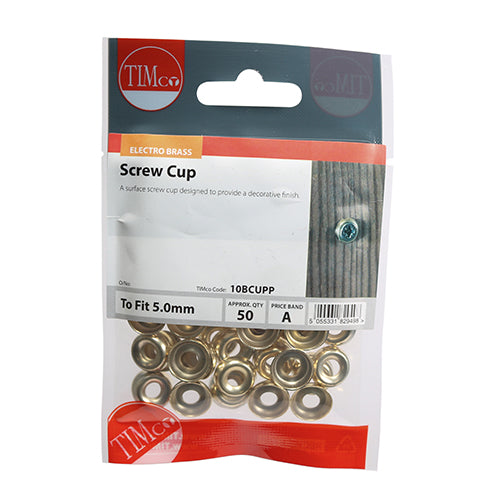 Screw Cups - Electro Brass - To fit 10 Gauge Screws
