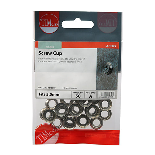 Screw Cups - Nickel - To fit 10 Gauge Screws