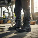 Premium Smooth Leather 6 Inch Boot with Steel Toe Cap, Slip-Resistant Sole, and Shock Absorber Heel for Enhanced Comfort and Protection