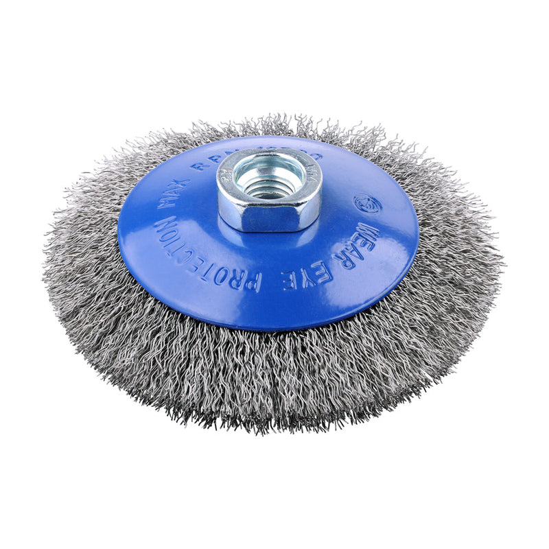 Angle Grinder Bevel Brush - Crimped Stainless Steel - 115mm