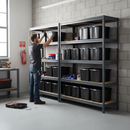 2x Heavy Duty Shelving - 1770mm High - Grey with 12x 62L Plastic Storage Boxes
