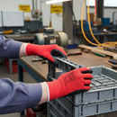 Premium Red/Black Nylon/Nitrile Dry Handling Gloves for Tough Tasks