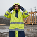 Premium High-Visibility Waterproof Rain Jacket with Adjustable Features and Certified Protection for Work Assignments