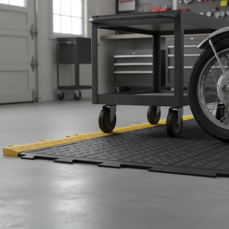 Heavy Duty Garage Interlocking Ramped Male Edges - Yellow/Black