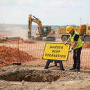 Professional Danger Deep Excavation Sign Kit with 1050x750mm Reflective Face and Quick Installation Frame