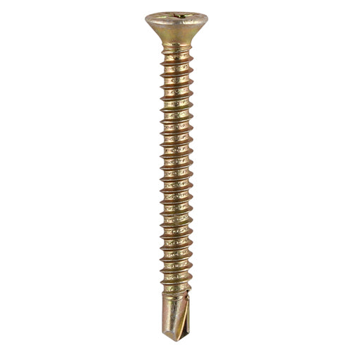 Window Fabrication Screws - Countersunk with Ribs - PH - Self-Tapping - Self-Drilling Point - Yellow - 3.9 x 13