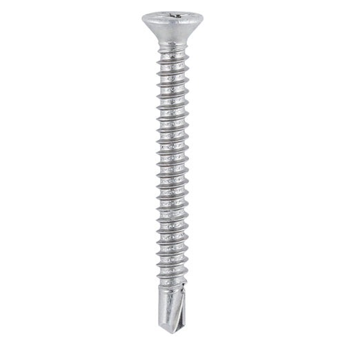 Window Fabrication Screws - Countersunk with Ribs - PH - Self-Tapping Thread - Self-Drilling Point - Martensitic Stainless Steel & Silver Organic - 3.9 x 16