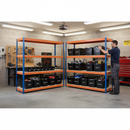 4x Heavy Duty Shelving - 2000mm High - Blue & Orange with 12x 37L Plastic Storage Boxes