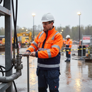 Premium Hi-Vis Jacket with Ergonomic Fit and Multiple Pockets in Orange/Navy Blue