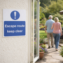 Escape Route Keep Clear Signs – 1mm Rigid Plastic & Vinyl – Indoor/Outdoor Use