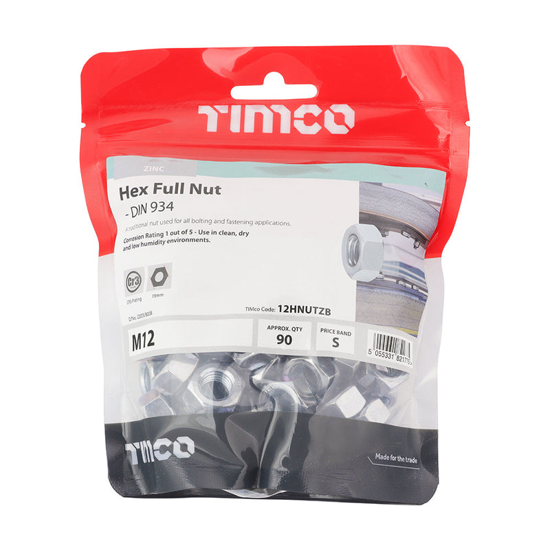 Hex Full Nuts - Zinc - M12