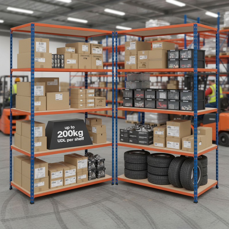 Heavy Duty Industrial Shelving - 2440mm High - 200kg Capacity - Chipboard