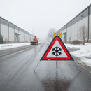 Premium Classic Roll Up Ice Warning Sign with Durable PVC Face and Galvanised Steel Frame for Road Safety