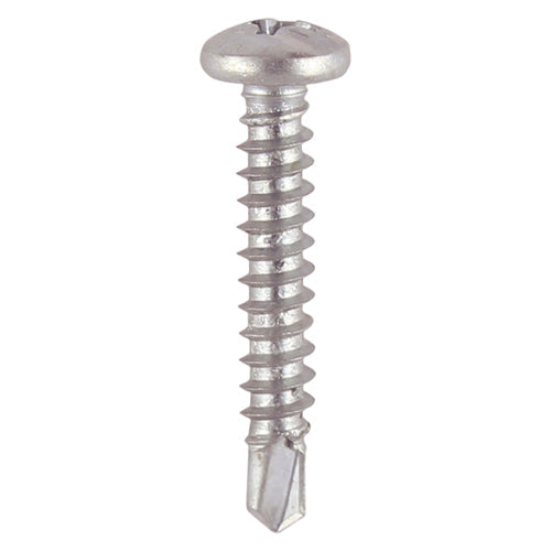 Window Fabrication Screws - Pan - PH - Self-Tapping - Self-Drilling Point - Martensitic Stainless Steel & Silver Organic - 4.2 x 13