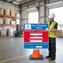 Premium Customizable Dry Wipe Information Cone Sign 750x750mm for Roadworks with Emergency Contact and Job Details