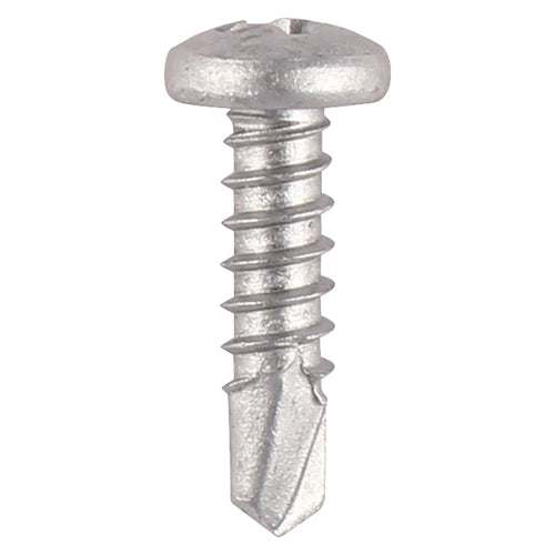 Window Fabrication Screws - Pan - PH - Self-Tapping - Self-Drilling Point - Martensitic Stainless Steel & Silver Organic - 4.2 x 16