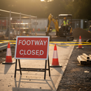 Premium Footway Closed Sign with RA1-Grade Reflective Face, 600x450mm - Quick Fit Compatibility for Pedestrian Safety