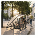 Premium Moonshape Bike Shelter Extension Unit with Optional Internal Bike Rack for 6 Cycles and UV-Stabilized Panels