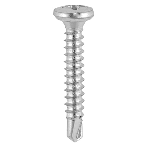 Window Fabrication Screws - Friction Stay - Pan - PH - Self-Tapping Thread - Self-Drilling Point - Martensitic Stainless Steel & Silver Organic - 3.9 x 16