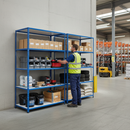 Heavy Duty Industrial Shelving - 2440mm High - 200kg Capacity - Melamine - Blue