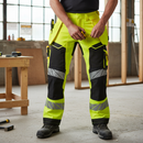 High-Performance ¾ Length Trousers With Holster Pockets - Hi-Vis Yellow/Black