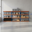 Heavy Duty Industrial Shelving - 1800mm High - 500kg Load Capacity - Blue & Orange