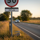 Premium 200 Yards Supplementary Plate for Signage - 870x275mm with Reflective Vinyl for Enhanced Visibility