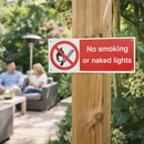 No Smoking or Naked Lights Sign – 1mm Rigid Plastic – Indoor/Outdoor Use