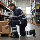 Premium Heavy Duty Navy Combat Trousers with Reflective Tapes and Teflon Coating for Enhanced Stain Resistance