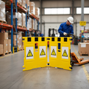 Professional Heavy Duty Maintenance Folding Barrier with Caution Signs - 1100mm x 1100mm, Durable Plastic Construction