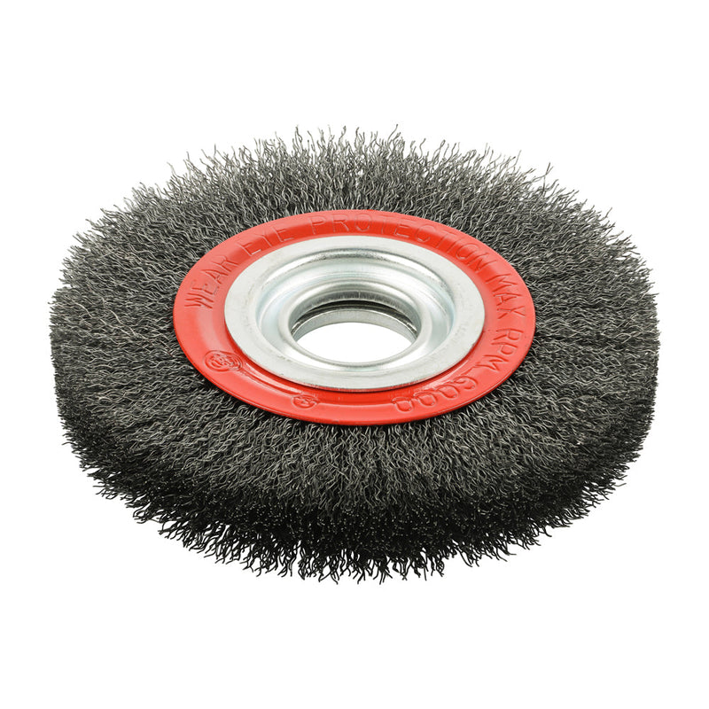 Wheel Brush with Plastic Reducer Set - Crimped Steel Wire - 150mm