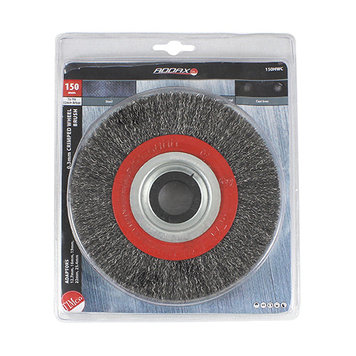 Wheel Brush with Plastic Reducer Set - Crimped Steel Wire - 150mm