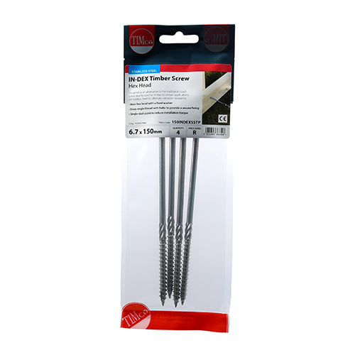 Timber Screws - Hex - Stainless Steel - 6.7 x 150