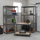 2x Premium Shelving Units - 1600mm High & 1x Heavy Duty Workbench - 1200mm Wide - Grey