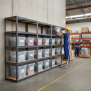 Premium Shelving Units with 12 Heavy Duty Plastic Storage Boxes - 2130mm High