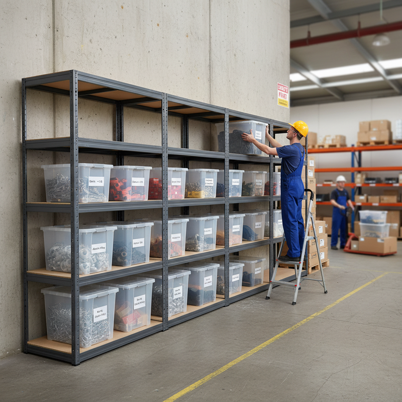 Premium Shelving Units with 12 Heavy Duty Plastic Storage Boxes - 2130mm High