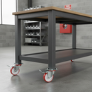 100mm Braked Swivel Plate Castor with Red Polyurethane Wheels