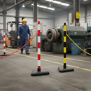 Professional Post and Base System with Multiple Color Options for Chain Barriers in Industrial Areas