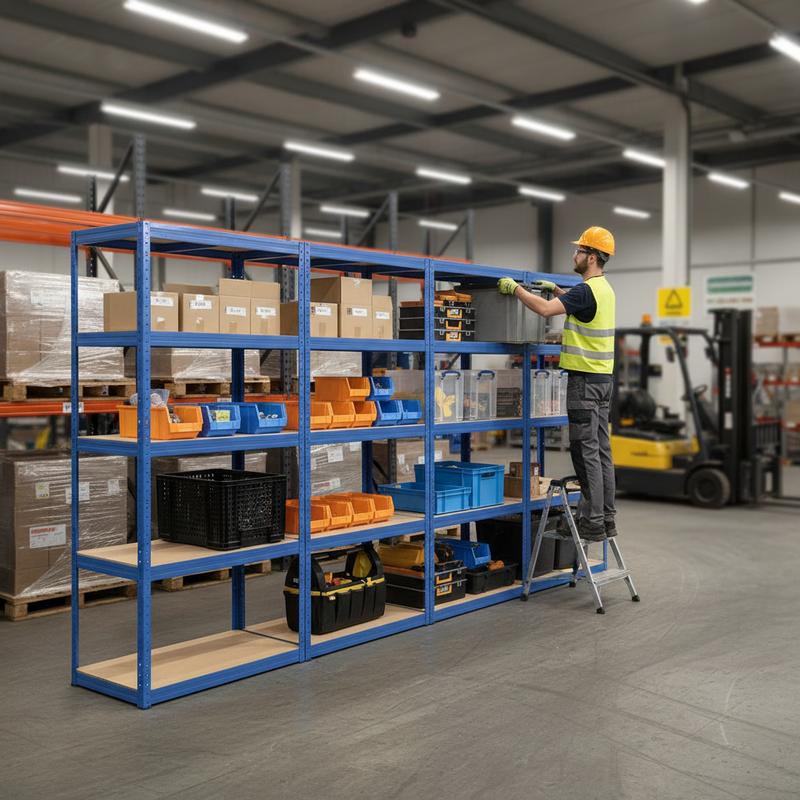 Premium Heavy Duty Shelving Unit - 1800mm High - 200/280kg Capacity - Blue