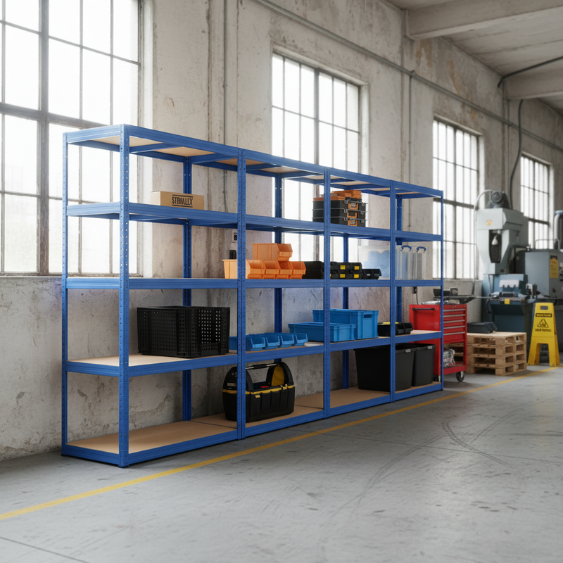 Premium Heavy Duty Shelving Unit - 1800mm High - 200/280kg Capacity - Blue